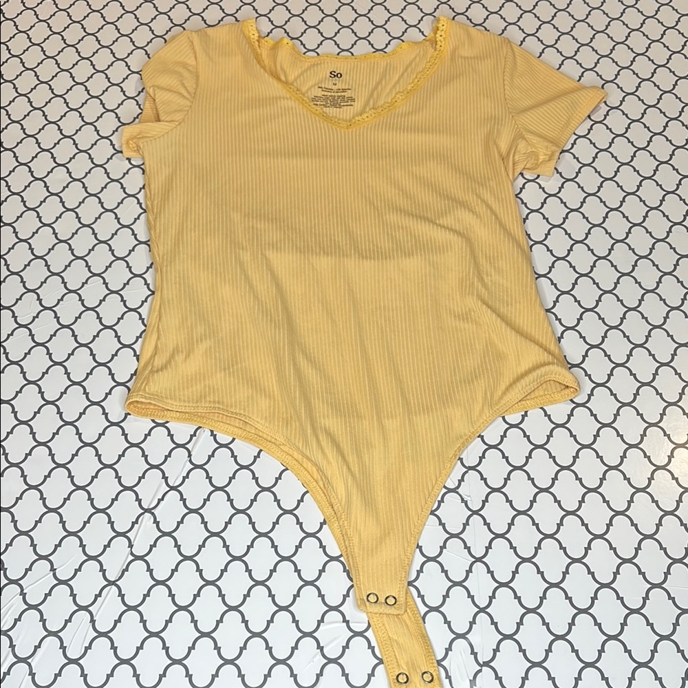 SO Women's Sunny Yellow Ribbed Bodysuit